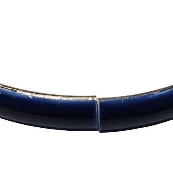 Vintage Blue Enamel Hinged Bangle Bracelet Retro 80s 90s Fashion Jewelry Women - Picture 5 of 6